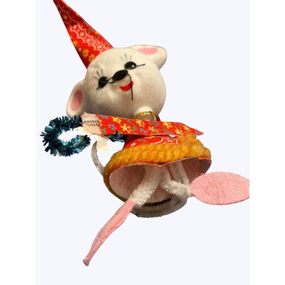 Vintage Christmas Mouse Ornament With Red and Yellow Outfit - Picture 2 of 9
